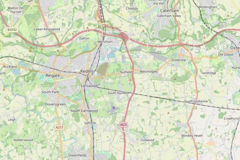 Map of Redhill and the surrounding area